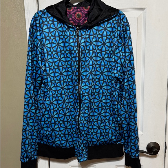 Reversible Colorful Patterned Pockets Hooded Jacket - Picture 7 of 10